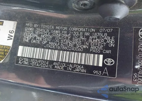 2008 Scion Tc из США, поврежденный, VIN JTKDE167880240060